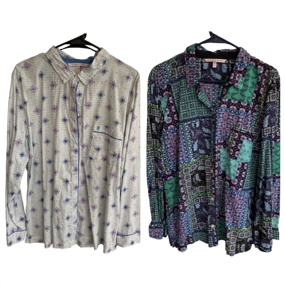 Victoria’s Secret Bundle Group Lot of 2 Sleep Shirts Women’s Size Large Tops